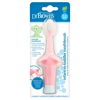 Zubní kartáček Dr.Browns Zubní kartáček tréninkový Sloník 0-36m růžový