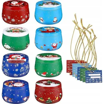 Dóza na potraviny Kovová nádoba Plechovka Sada dóz na potraviny Vánoce 8ks