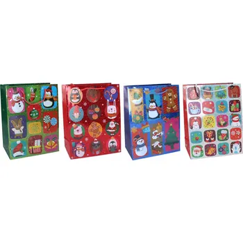 Dárková taška Velká vánoční dárková taška 31x42x12 cm - Zelená, Modrá, Stříbrná, Červená.