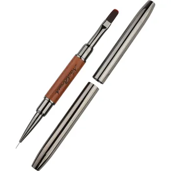 Oboustranný štětec na nehty pro modeláž a malbu Precizní akrylový, gelový a lakový štětec na úpravu nehtů s ochranným pouzdrem