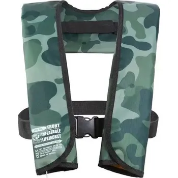 Plovací vesta Bezpečnostní nafukovací vesta 150 N Dospělí do 150 kg Ruční aktivace CO₂ bombička 33 g Maskáčové provedení Pro rybaření vodní sporty a plavbu zelená