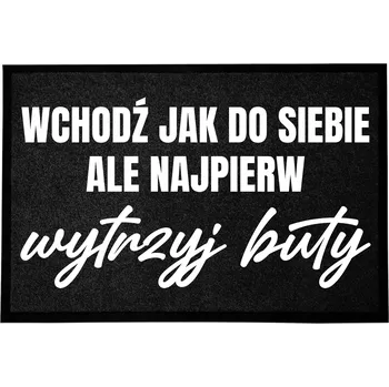 Rohožka VSTUPNÍ ROHOŽKA 40X60CM ČERNÁ S NÁPISEM "VCHÁZEJTE JAKO K SOBĚ"