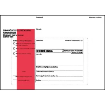 Obálka Doručenka B6 - červený pruh propisovací, samolepicí, 1000 ks