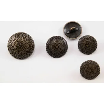 Knoflík Luxusní kovový knoflík s ražbou - krajkový vzor - matný - staromosaz - průměr 1,77 cm