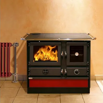 Sporák na tuhá paliva Sporák MBS SD SUPER THERMO MAGNUM s teplovodním výměníkem, červený, pravý