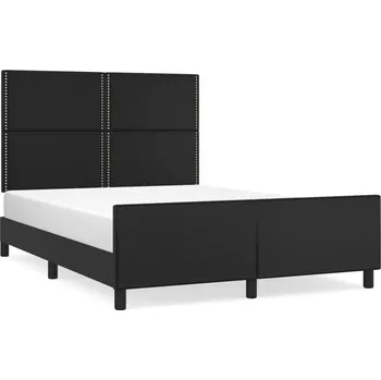 Postel Rám postele s čelem, černá, 203 x 146 x 118/128 cm