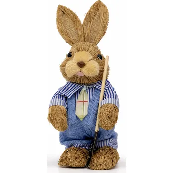 Velikonoční dekorace Velikonoce Slámový velikonoční zajíc kluk s mrkví 0731-1 28 cm
