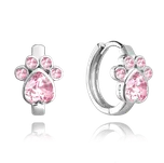 MINET Dětské stříbrné náušnice TLAPKY s růžovými zirkony
