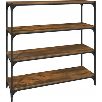 Knihovna Regál na knihy v industriálním stylu, kouřový dub, 100x33x100 cm