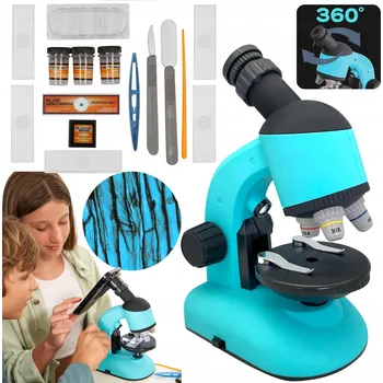 Optický mikroskop 60-1400x, 3 objektivy, otočný o 360° + PŘÍSLUŠENSTVÍ