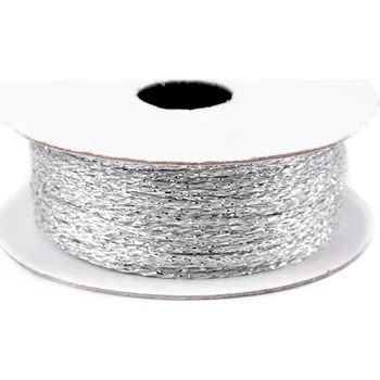 Lurexová šňůrka / provázek Ø1 mm, střední, 1 stříbrná