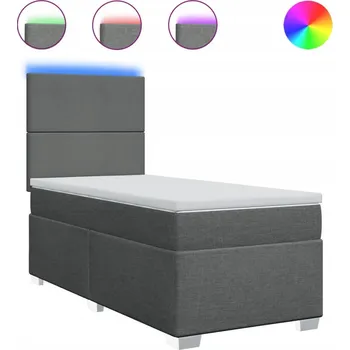 Postel Kontinentální postel s LED, tmavě šedá, 200 x 100 x 140,5/150,5 cm