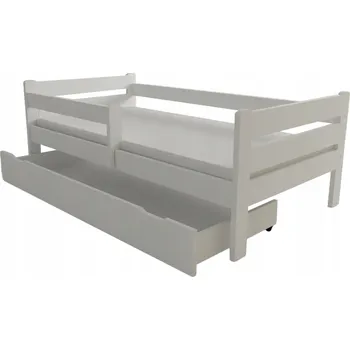 Dětská postel DĚTSKÁ POSTEL EDI 80x200 DŘEVĚNÁ BÍLÁ SE ZÁSUVKOU + ROŠT DÁREK