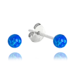 MINET Stříbrné náušnice KULIČKY s tmavě modrými opálky 3mm