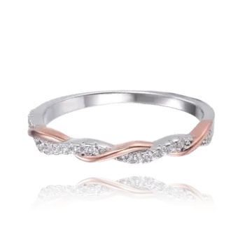 Prsten MINET Elegantní Rose gold stříbrný prsten s bílými zirkony vel. 53