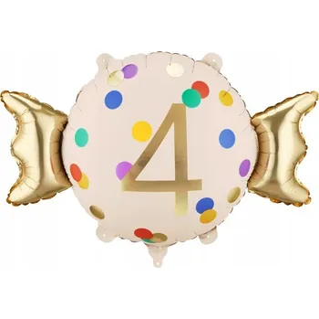 Balónek Fóliový balónek Cukroví "4", 61x37 cm, mix barev