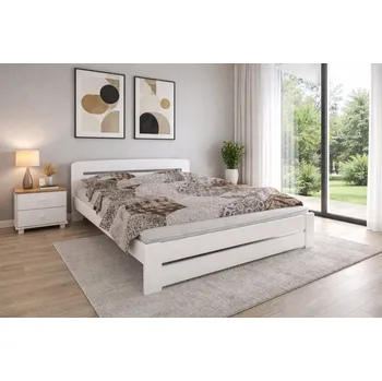 Postel Postel z masivu borovice Petra 140x200 cm bílá + rošt ZDARMA