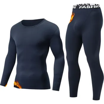 Pánská sportovní souprava s kalhotami na gumu a potiskem fashion, triko s dlouhým rukávem a výstřihem do O, polyester, spandex tmavě modrá XXS