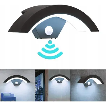 Venkovní osvětlení 18W LED VENKOVNÍ SVÍTIDLO NAD VCHODOVÉ DVEŘE S POHYBOVÝM SENZOREM, ČERNÉ