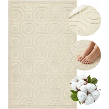 Koupelnová předložka KOUPELNOVÁ PŘEDLOŽKA BÉŽOVÁ PROTISKLUZOVÁ PRATELNÁ 50x80CM BAVLNĚNÁ