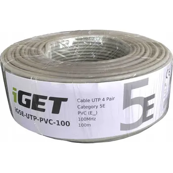 Síťový kabel Kabel kroucená dvojlinka iGET UTP kat. 5e vnitřní, drát, 100 m