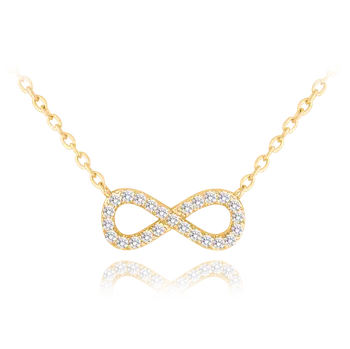 Náhrdelník MINET Pozlacený stříbrný náhrdelník NEKONEČNO s bílými zirkony