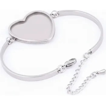 Kovový náramek s lůžkem ve tvaru srdce