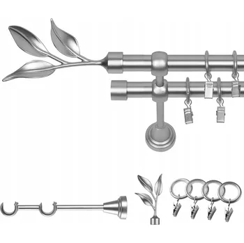 Garnýž GARNÝŽ DVOJITÁ 120 CM 19/19 MM CHROM MATNÝ BAWARO TICHÉ KROUŽKY SE ŽABKAMI