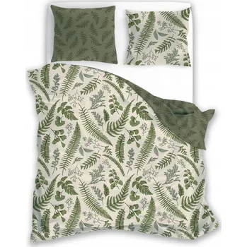 Povlečení POVLEČENÍ z bavlněného saténu BOHO LISTY 140x200 + 70x90 sada 2 dílné