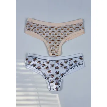 Dámská móda Dámské brazilky 6399D - LOVELYGIRL Barva: bílá s potiskem, Velikost: L