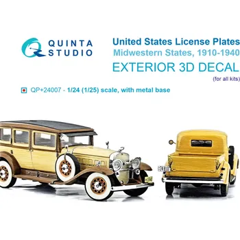 Plastikový model Quinta studio 1/24 Midwestern US License Plates 1910-1940