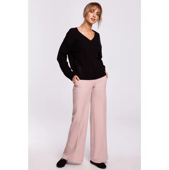 Dámský svetr MOE M510 PROLAMOVANÝ SVETR S VÝSTŘIHEM (S/M) ČERNÝ