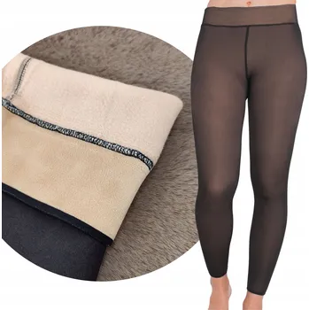 Dámské legíny Zateplené dámské legíny s kožíškem Termo legíny s vysokým pasem Teplé S/M