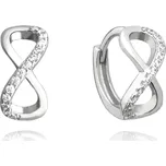 MINET Stříbrné náušnice NEKONEČNO s bílými zirkony (2)