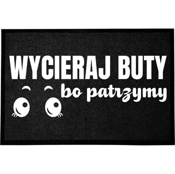 Rohožka VSTUPNÍ ROHOŽKA 40X60CM ČERNÁ DO DOMU S HUMOREM UTŘÍ, PROTOŽE SE DÍVÁME