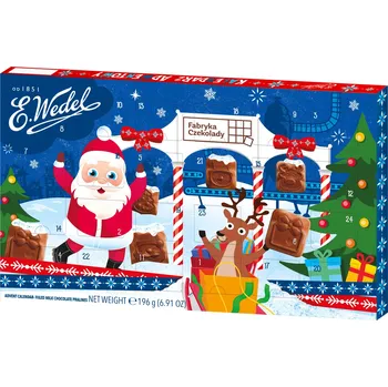 Čokoláda E.Wedel Adventní kalendář Pralinky z mléčné čokolády s náplní 196 g