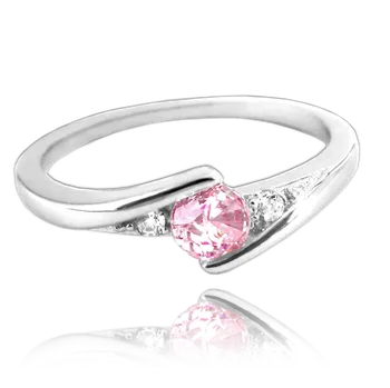 Prsten MINET Elegantní stříbrný prsten s růžovým zirkonem vel. 47