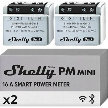 Inteligentní měřič spotřeby energie Shelly GEN3 PM mini Wi-Fi BT 2-pack (2 kusy)