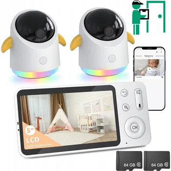 IP kamera 2K ELEKTRONICKÁ CHŮVIČKA 2 KAMERY WIFI ZOOM OTOČNÁ 5" LCD ŽIVÝ PŘENOS NOČNÍ REŽIM