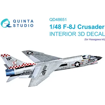 Plastikový model Quinta studio 1/48 F-8J Crusader 3D&col.Interior (HAS/H.2000)