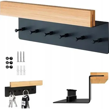 Věšák Stojací věšák dřevěný Bedee černý