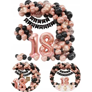 Balónek GIRLANDA SADA BALÓNKŮ DEKORACE K 18. NAROZENINÁM BALÓNKY ROSE GOLD ČERNÉ