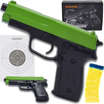 Dětská zbraň ASG PISTOLE S KOVOVÝM ZÁVĚREM NA PLASTOVÉ KULIČKY, REPLIKA V KRABICI + KULIČKY