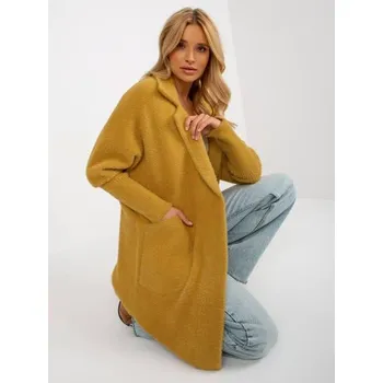 Dámský kabát Dámský kabát z alpaky s kapsami MAGGIE hořčicový