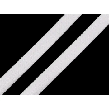 Bavlněná šňůra plochá / dutinka šíře 12 mm, střední, 1101 bílá