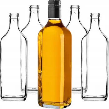 Láhev 10x SKLENĚNÝCH LAHVÍ 500 ml 0,5L NA WHISKY, PÁLENKU, VODKU, KOŇAK SE ŠROUBOVACÍM UZÁVĚREM
