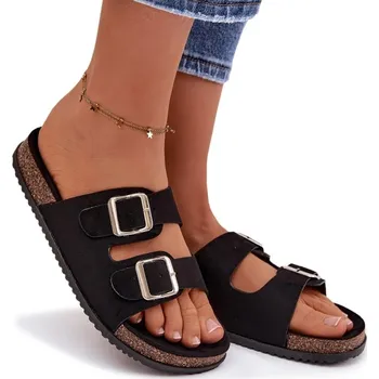 Dámské pantofle NAZOUVÁKY DÁMSKÉ S PŘEZKAMI KLASICKÉ ČERNÉ 41