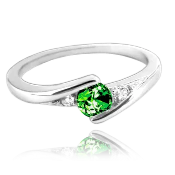 Prsten MINET Elegantní stříbrný prsten se zeleným zirkonem vel. 55