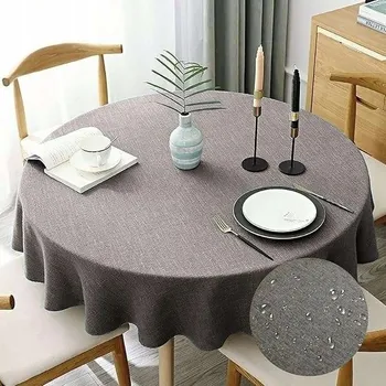 ubrus Obrus na stůl Kulatý Voděodolný Omyvatelný PVC 100cm Šedý