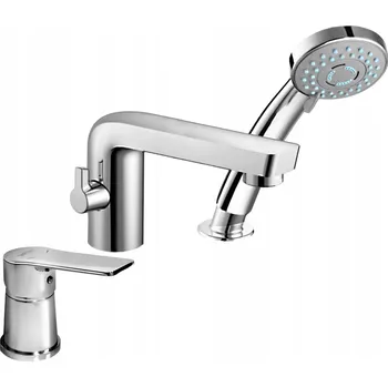 Vodovodní baterie Tříotvorová vanová baterie na okraj vany chromovaná s bodovou sprchou NEA